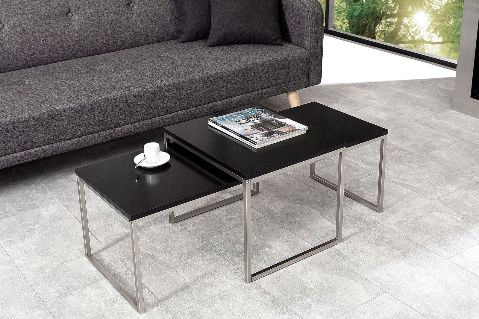 STOLIK ELEMENTS CZARNY KOMPLET 2 SZTUKI / 37735 / INVICTA INTERIOR