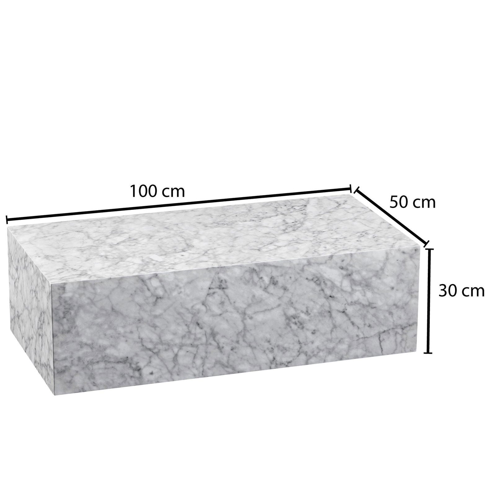 STOLIK KAWOWY 100 CM OPTYKA MARMUR MDF BIAŁY Wohnling / WL6.321