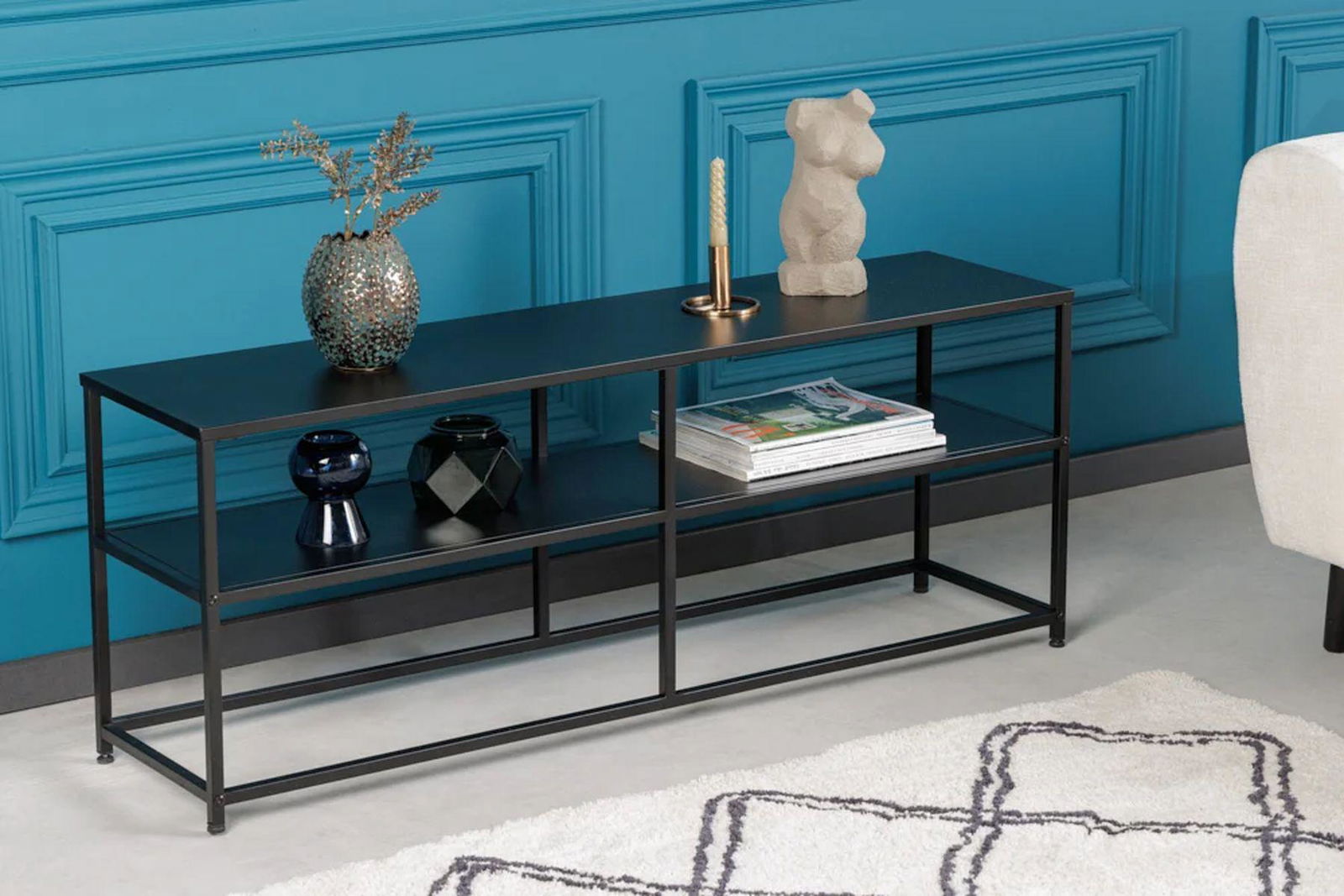 STOLIK KAWOWY DURA STEEL 120 CM CZARNY / 41732  / INVICTA INTERIOR