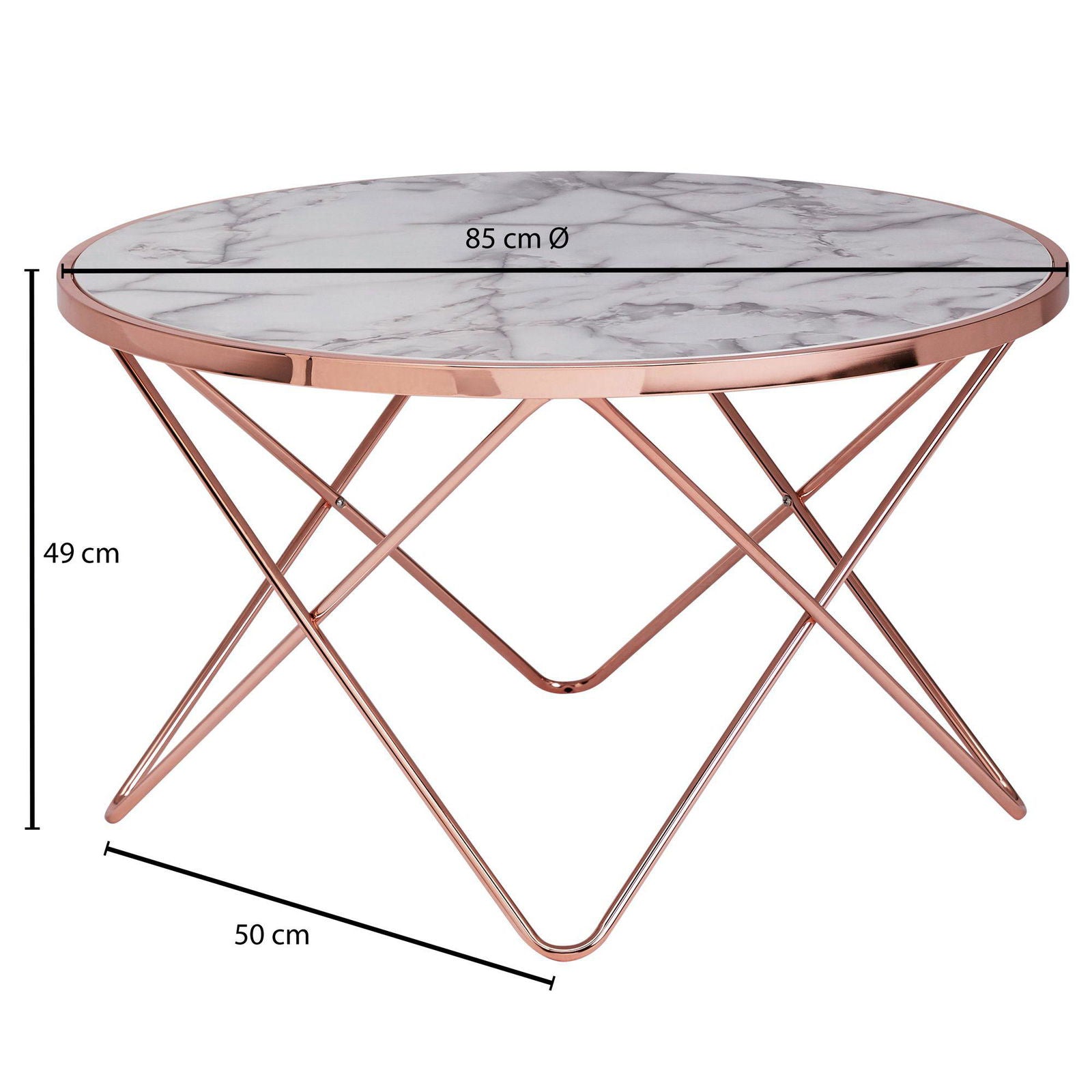 STOLIK KAWOWY OKRĄGŁY 85 CM OPTYKA BIAŁY MARMUR Wohnling / WL5.999