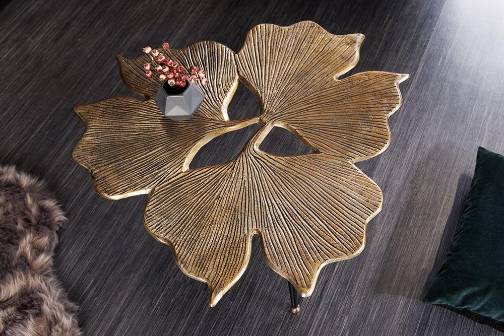STOLIK KAWOWY ZŁOTY LEAFS / 41791 / INVICTA INTERIOR