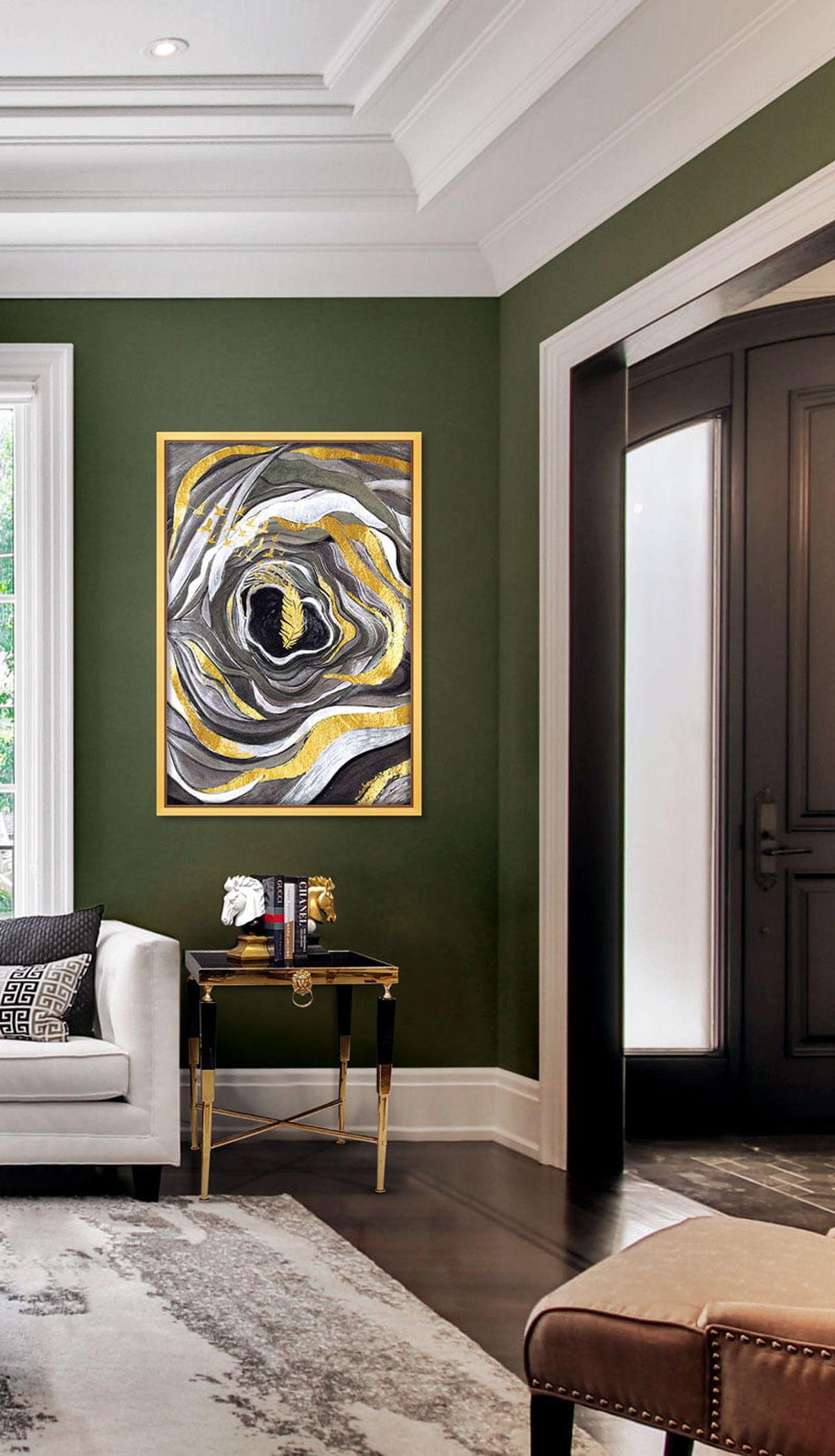 STOLIK MODERN LEW 50 CM CZARNY / ZŁOTY / ART