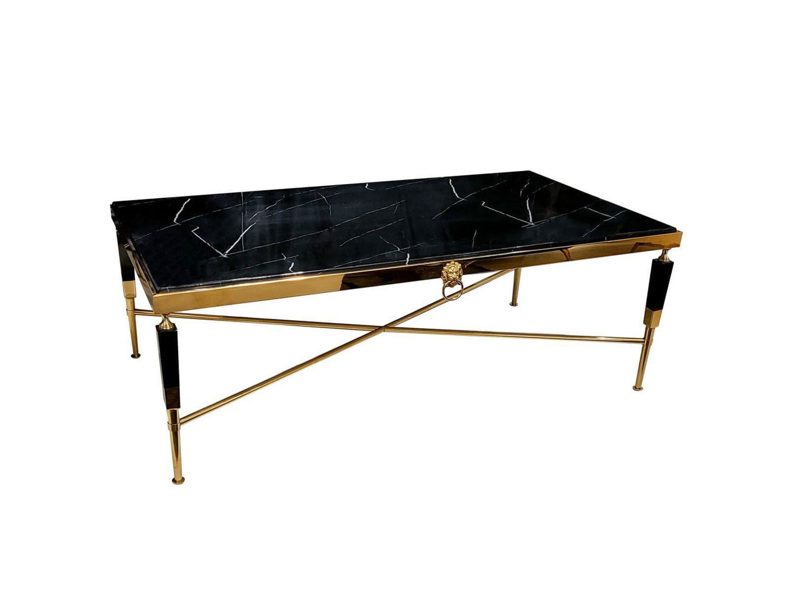 STOLIK MODERN LEW CZARNY 130 CM / ZŁOTY / ART