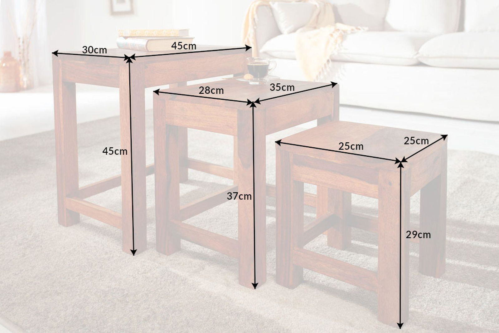 STOLIK ZESTAW 3 SZT. SHEESHAM / 40794 / INVICTA INTERIOR