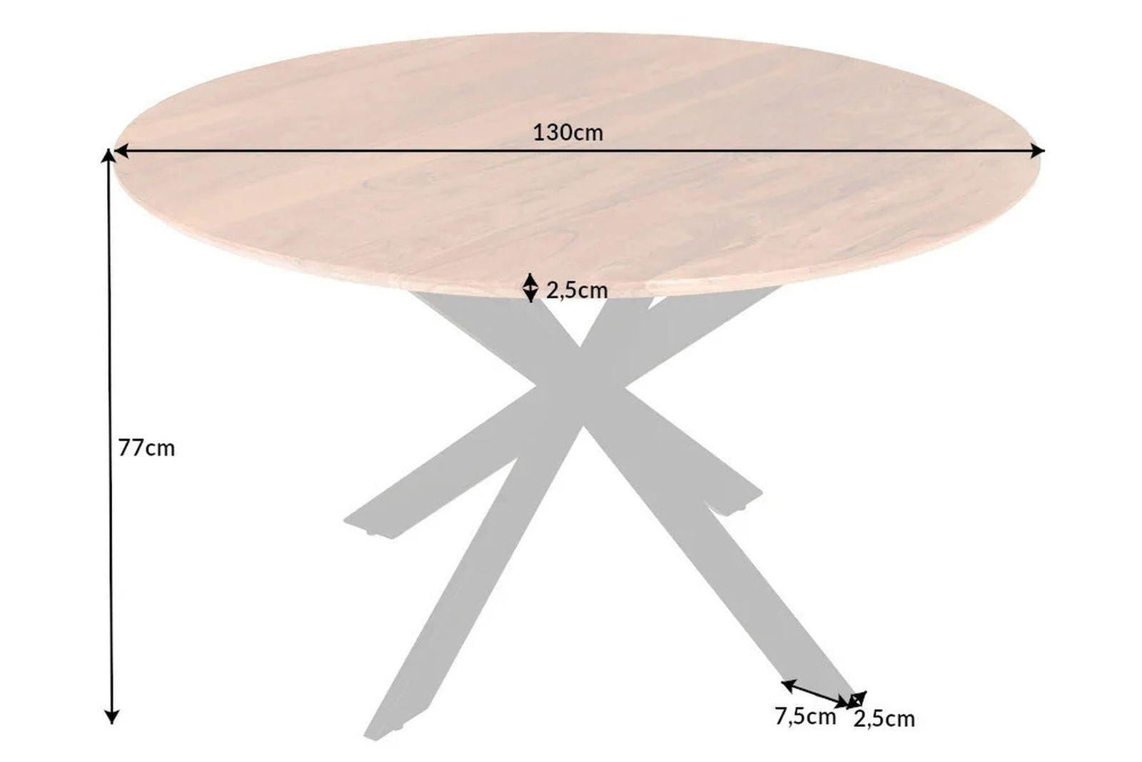 STÓŁ DO JADALNI GALAXY AKACJA OKRĄGŁY Ø 130 CM / 42373 / INVICTA INTERIOR