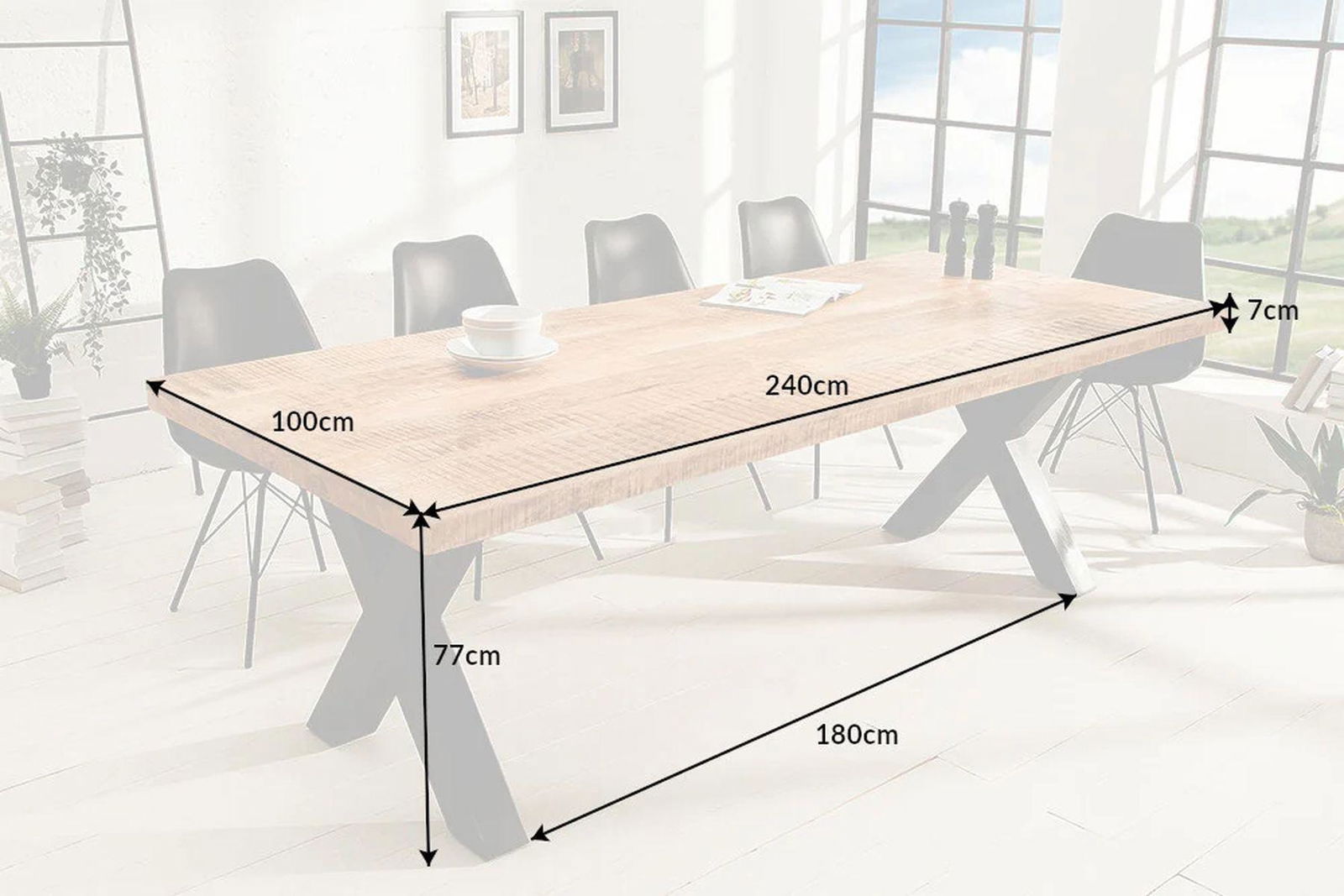 STÓŁ IRON CRAFT 240 CM MANGO NATURALNE / 40057 / INVICTA INTERIOR
