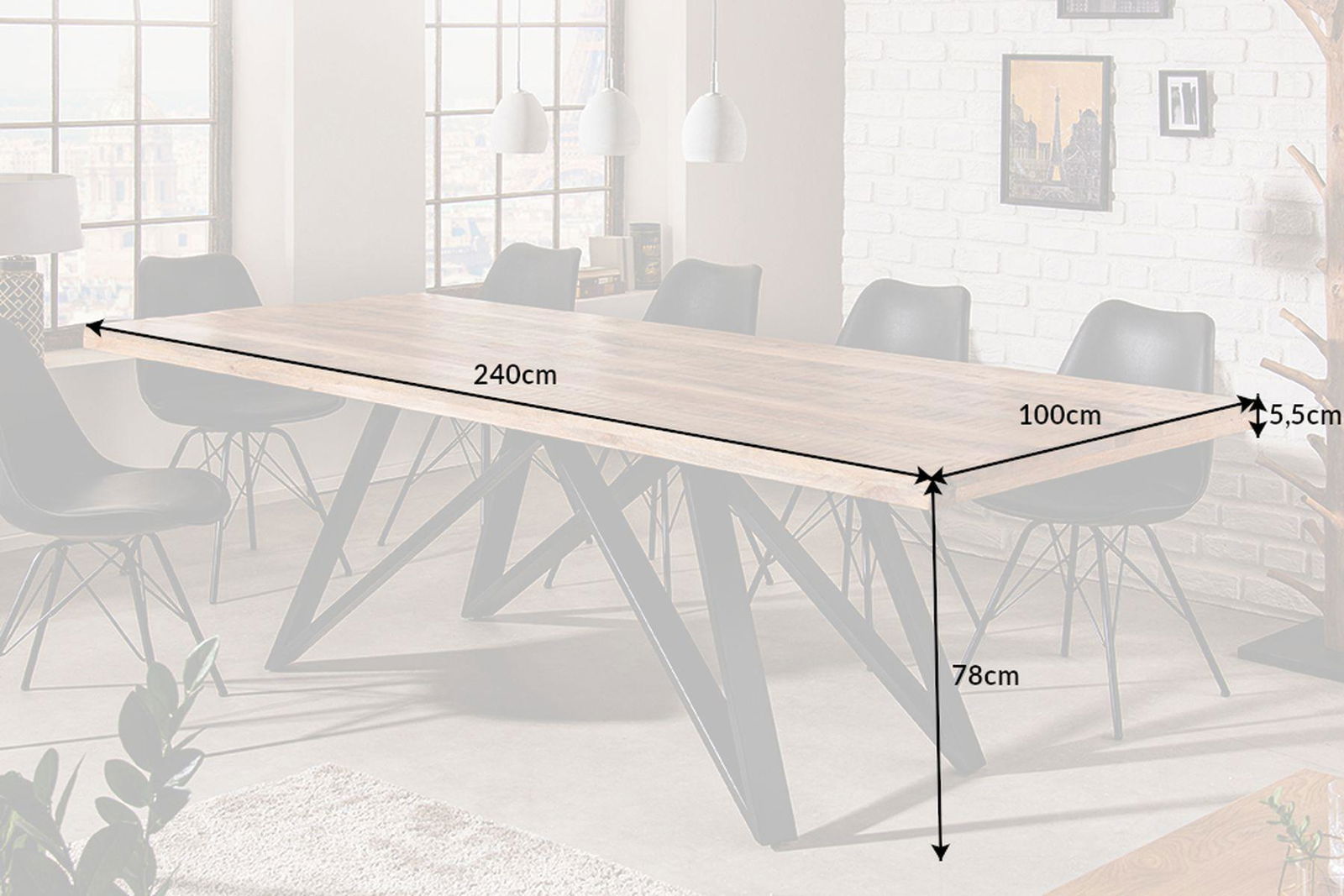 STÓŁ IRON CRAFT MANGO 240 CM / 41609 / INVICTA INTERIOR