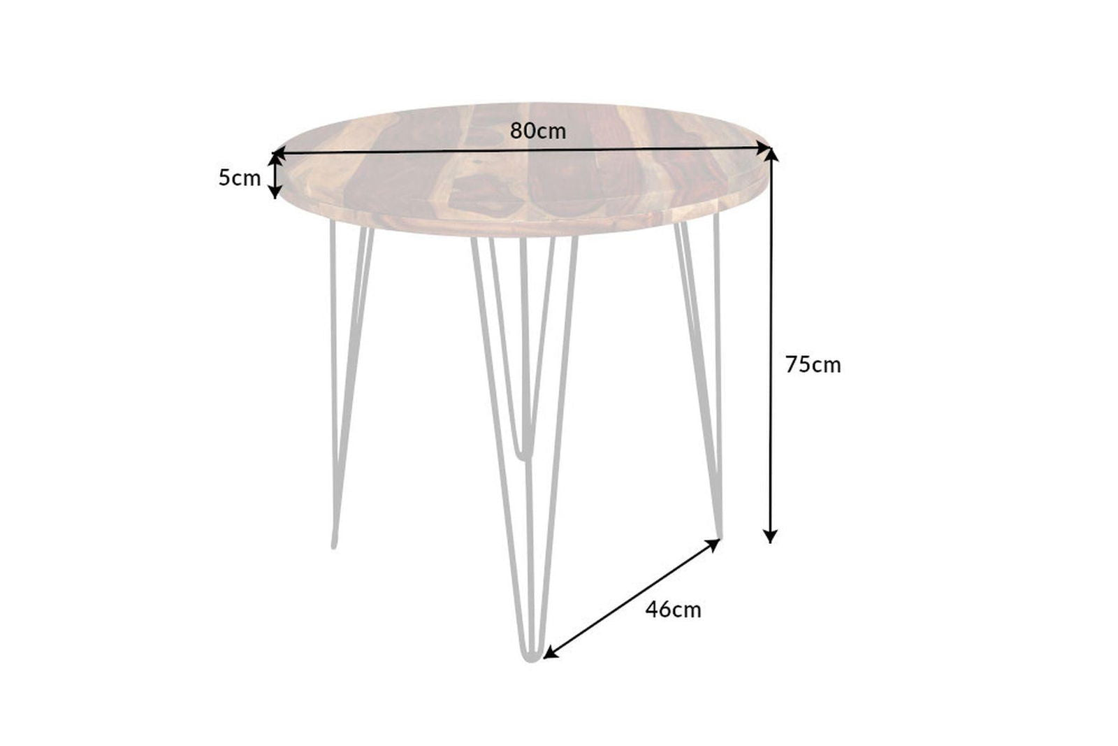 STÓŁ MAKASSAR OKRĄGŁY 80 CM / 40781 / INVICTA INTERIOR