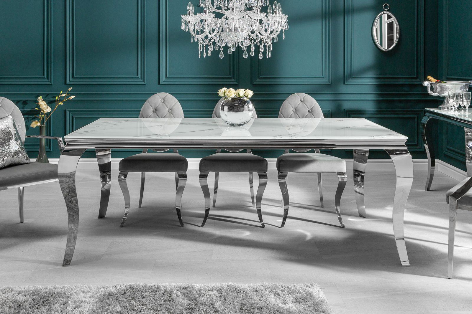 STÓŁ MODERN BAROCK 180 CM OPTYKA MARMUR / 39995 / INVICTA INTERIOR