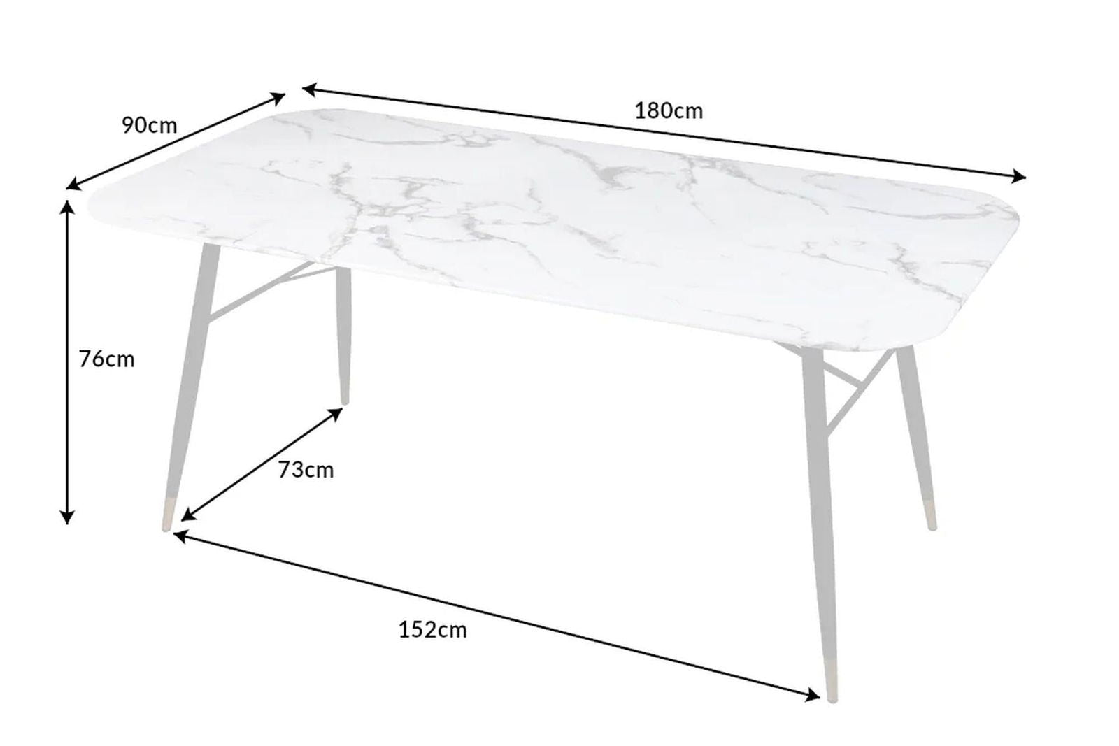 STÓŁ PARIS 180 CM SZKŁO OPTYKA MARMUR BIAŁY / 40845 / INVICTA INTERIOR