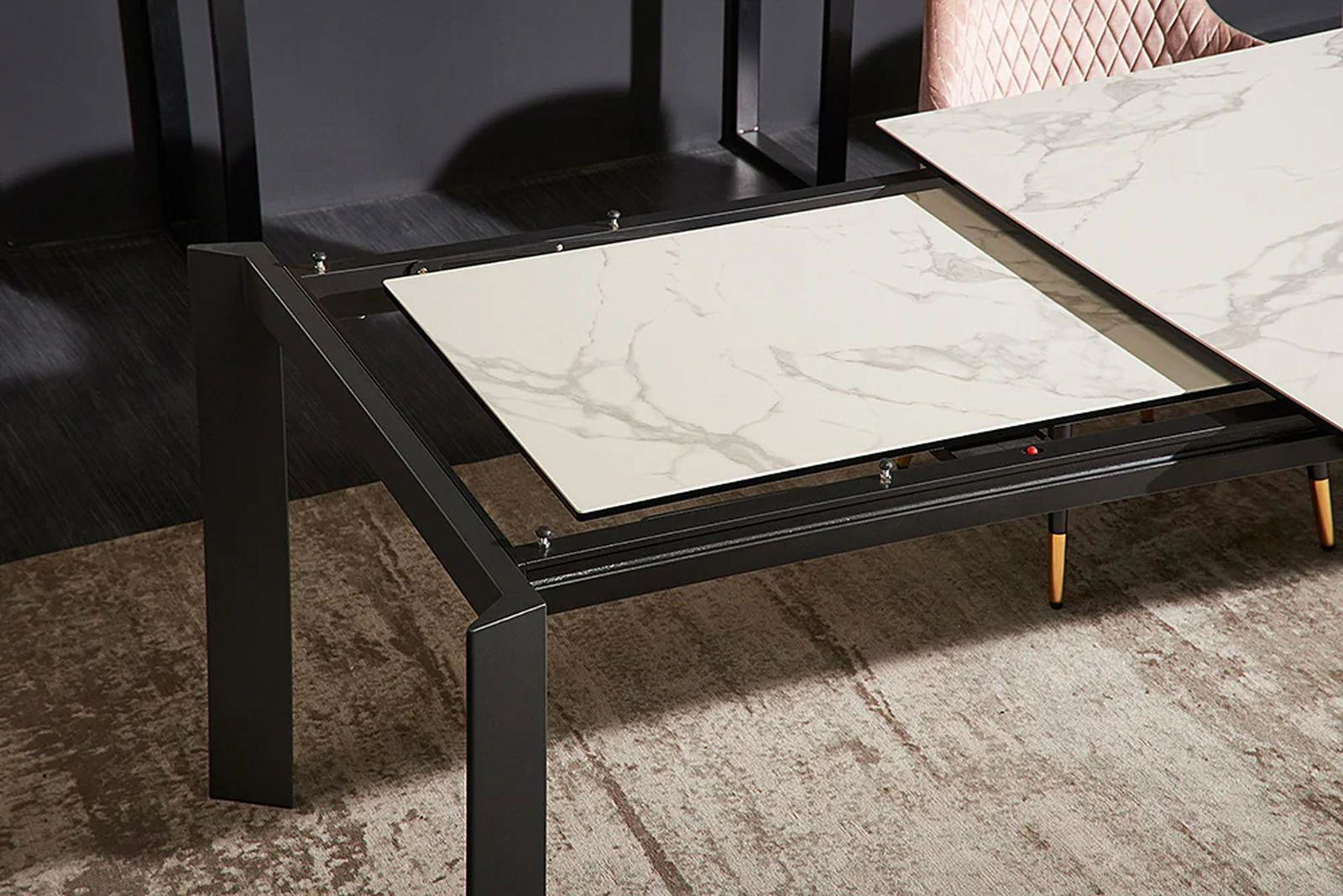 STÓŁ ROZKŁADANY OPTYKA BIAŁY MARMUR 180-240 cm / 41453 / INVICTA INTERIOR