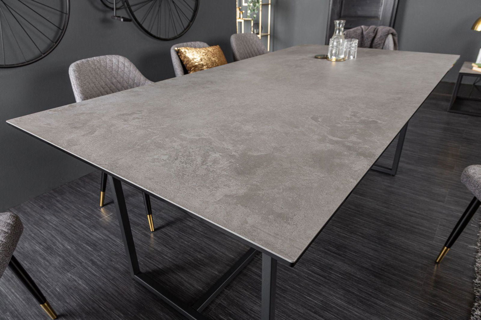 STÓŁ SYMBIOSE 200 CM SZKŁO / CERAMIKA W OPTYCE BETONU / 40669 / INVICTA INTERIOR