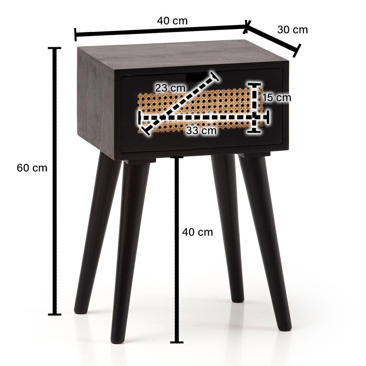 SZAFKA NOCNA WOHNLING RATAN CZARNE MANGO / WL6.808