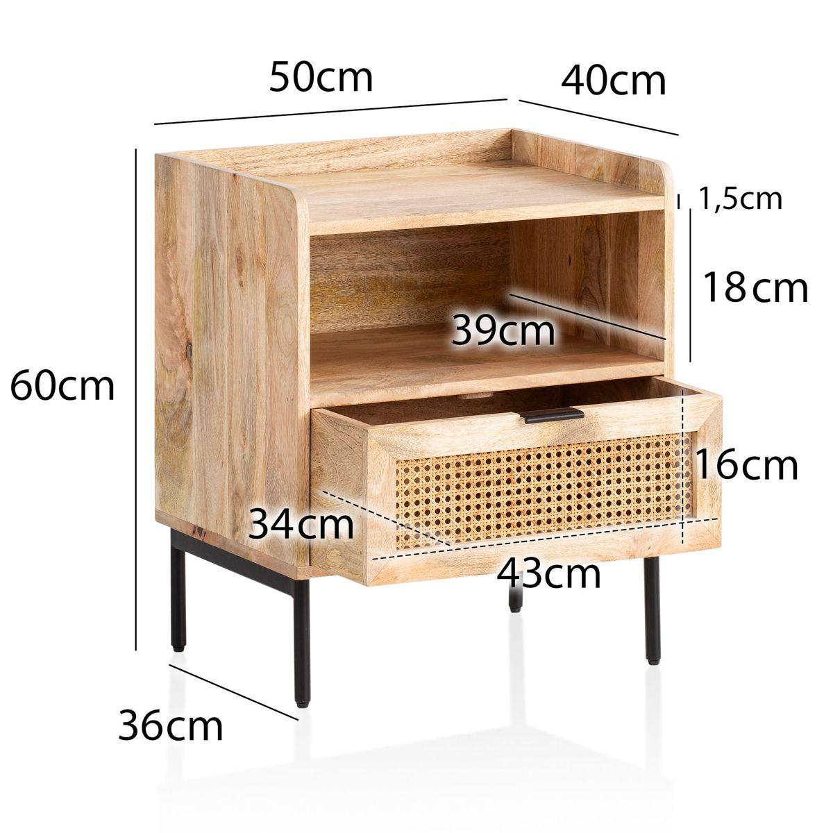 SZAFKA NOCNA WOHNLING RATAN NATURALNE MANGO / WL6.808