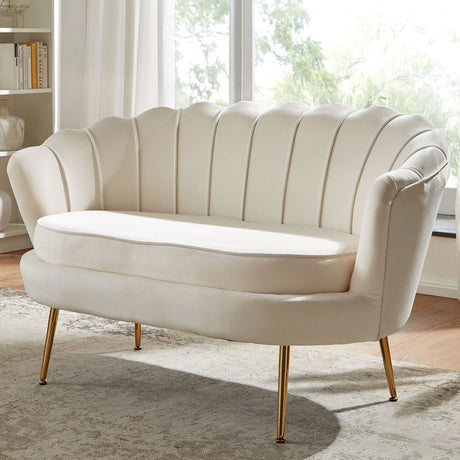 Sofa 2-osobowa velvet kremowa 130 cm Wohnling / WL6.425 /