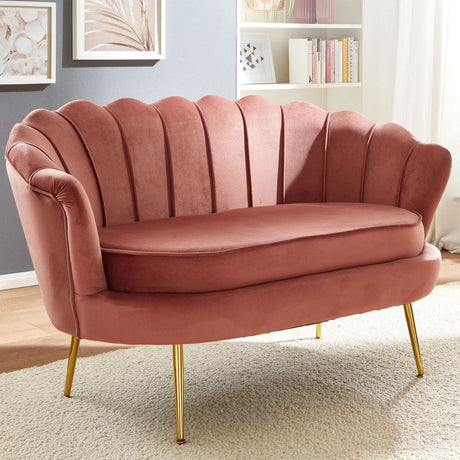 Sofa 2-osobowa velvet różowa 130 cm Wohnling / WL6.424 /