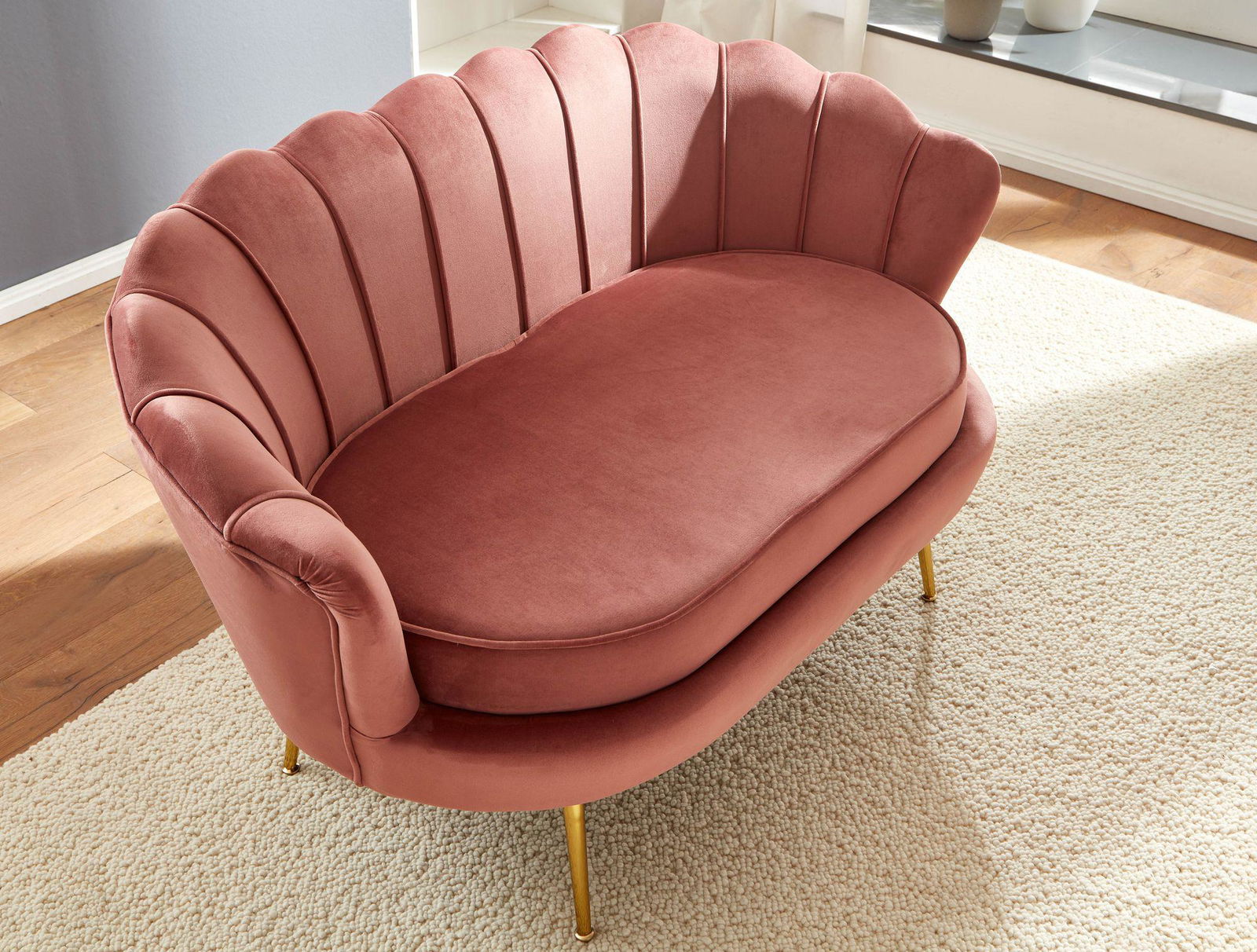 Sofa 2-osobowa velvet różowa 130 cm Wohnling / WL6.424 /