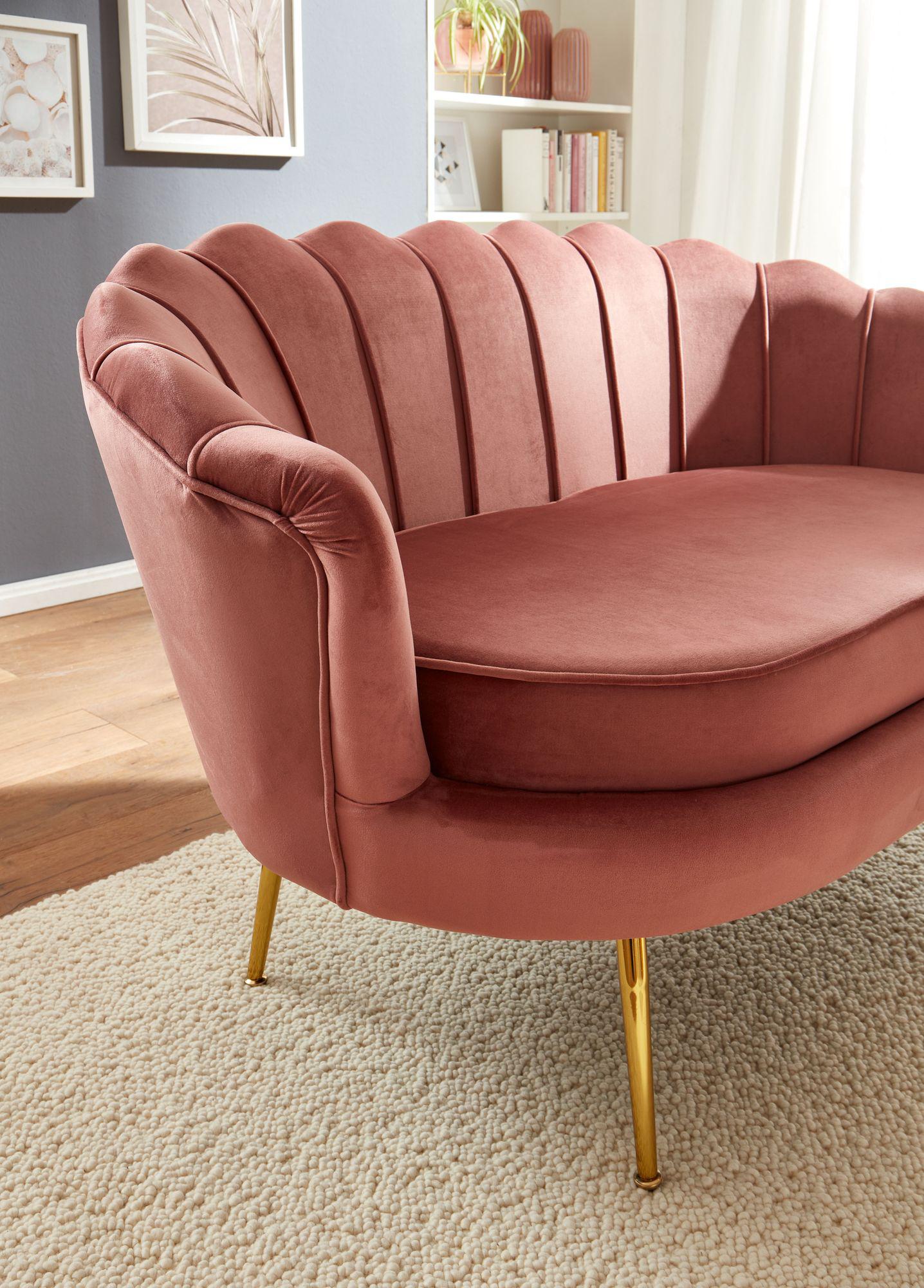 Sofa 2-osobowa velvet różowa 130 cm Wohnling / WL6.424 /