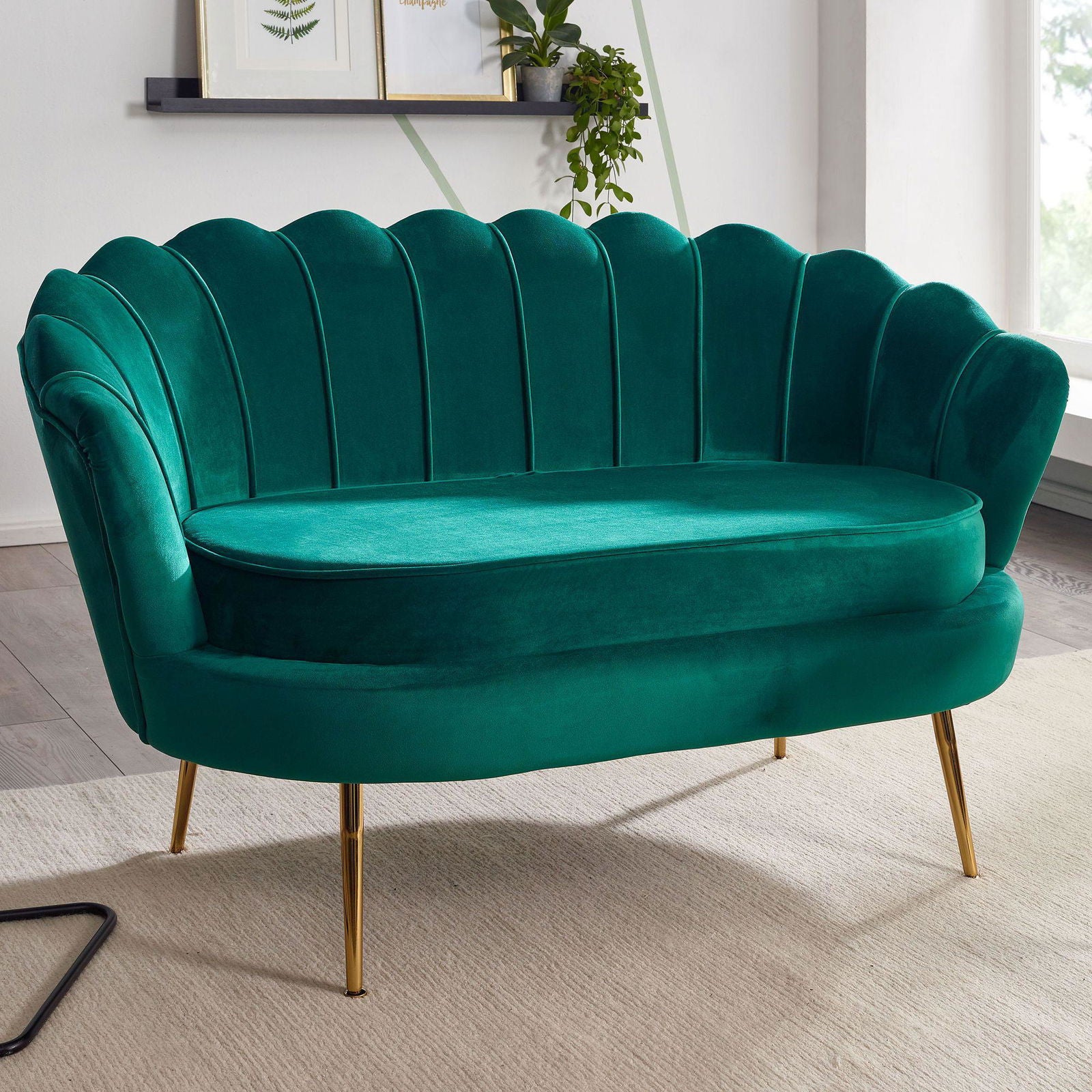 Sofa 2-osobowa velvet zielona 130 cm Wohnling / WL6.426 /