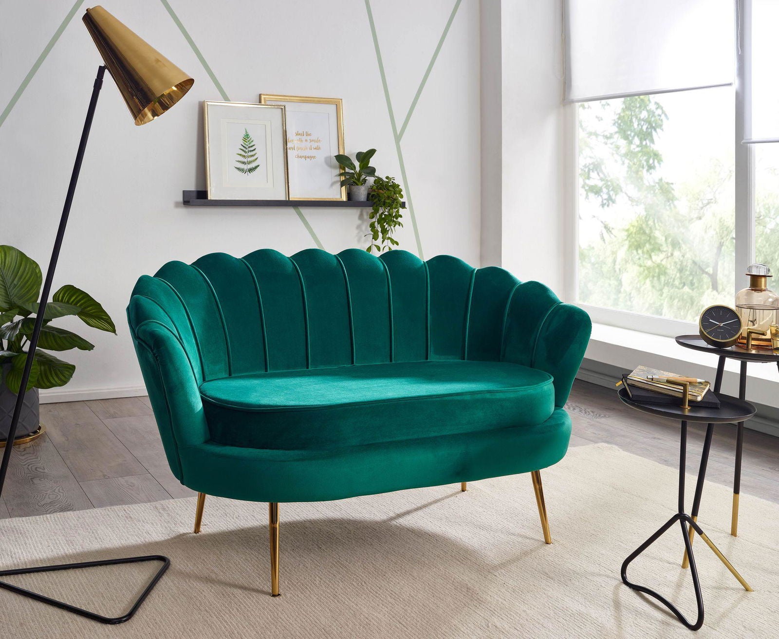 Sofa 2-osobowa velvet zielona 130 cm Wohnling / WL6.426 /