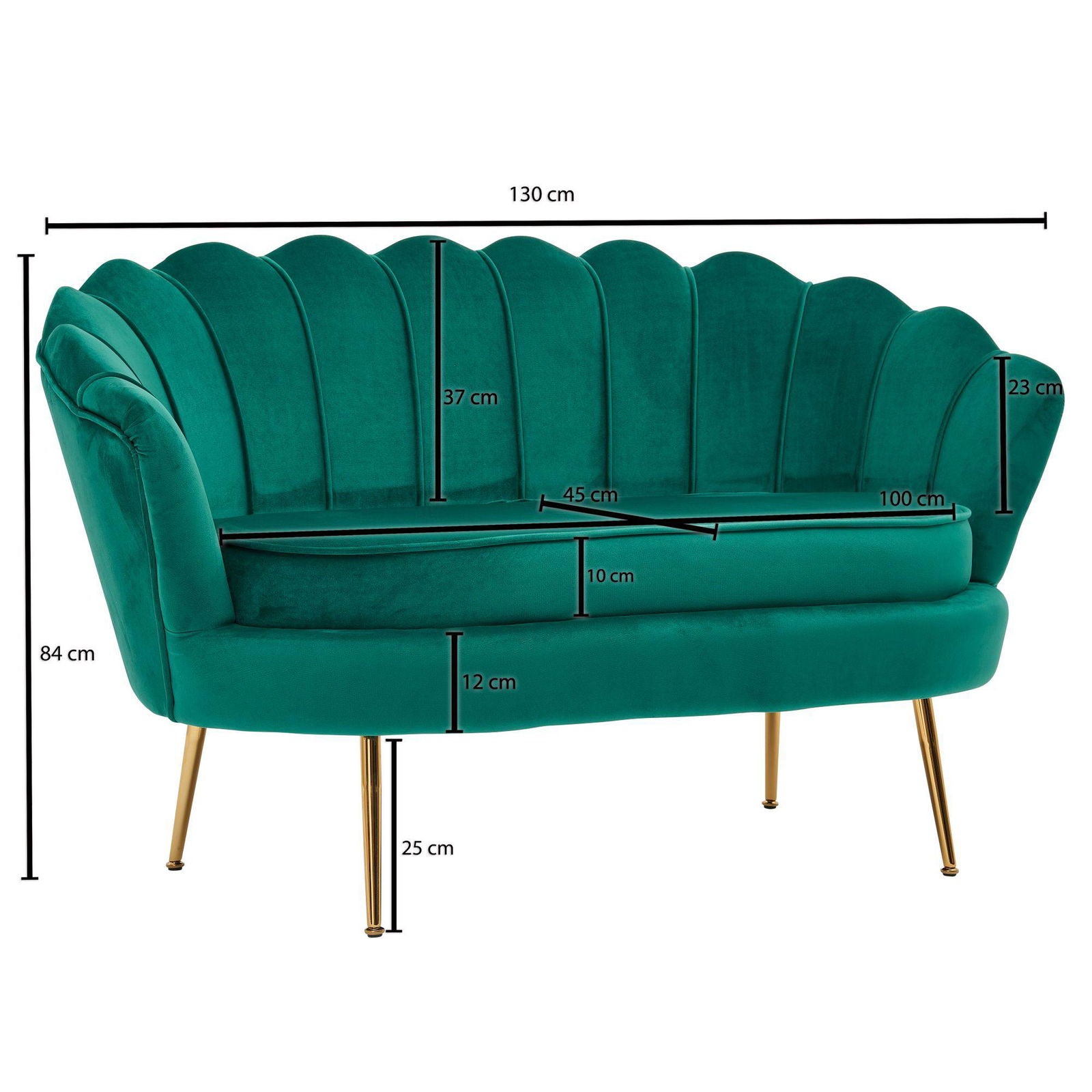 Sofa 2-osobowa velvet zielona 130 cm Wohnling / WL6.426 /