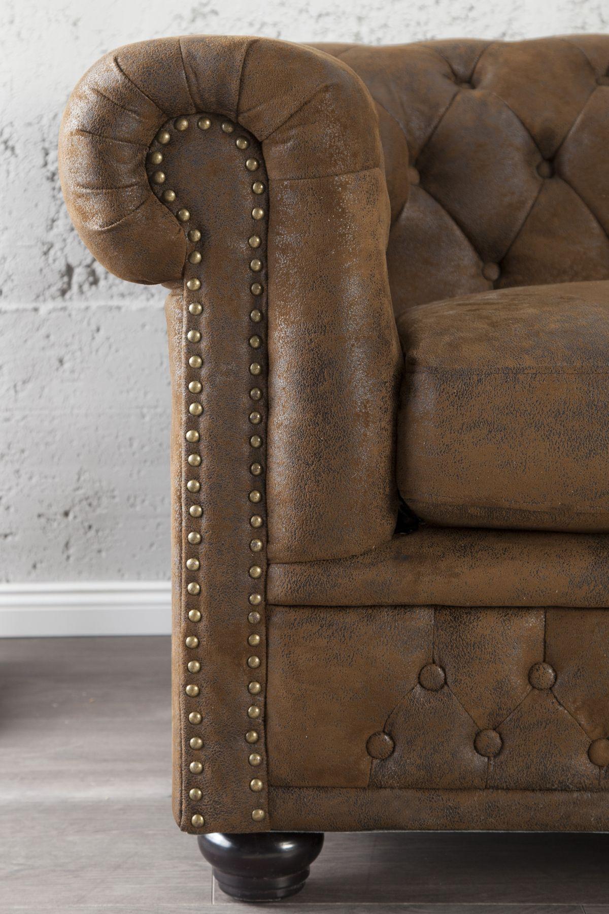 Sofa Chesterfield 2 brązowy antyczny / 17109 / INVICTA INTERIOR