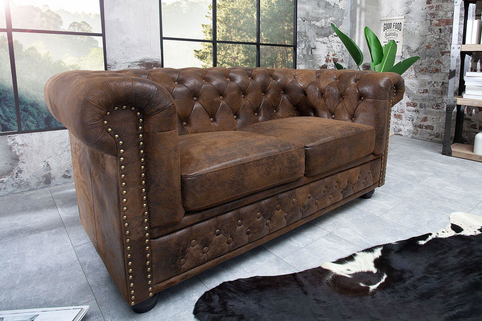 Sofa Chesterfield 2 brązowy antyczny / 17109 / INVICTA INTERIOR