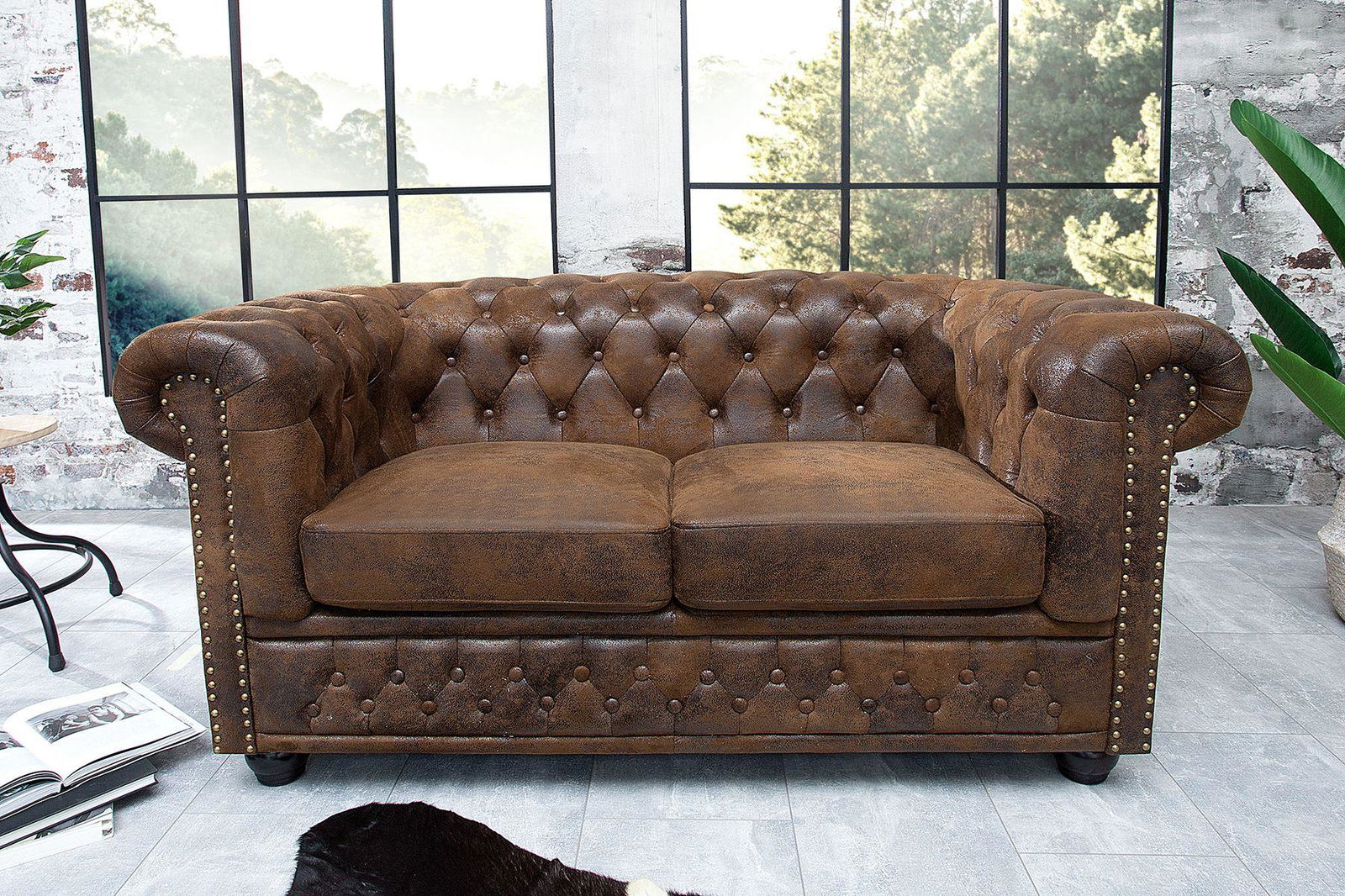 Sofa Chesterfield 2 brązowy antyczny / 17109 / INVICTA INTERIOR