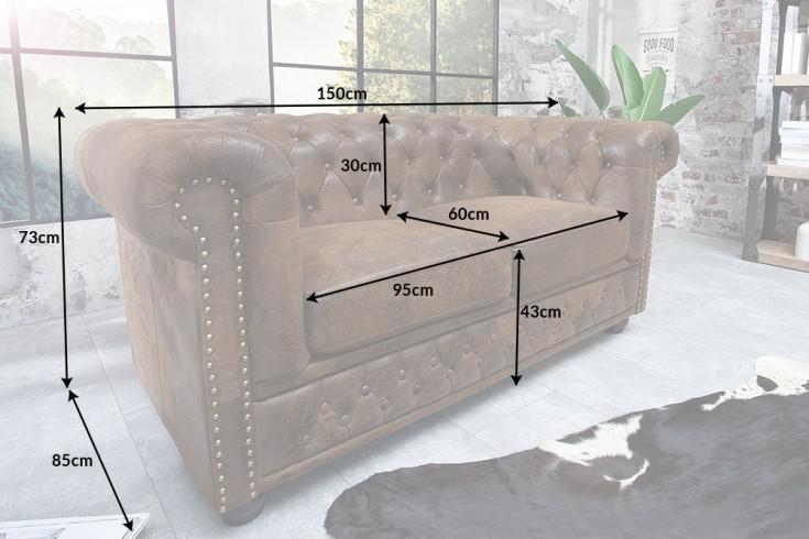 Sofa Chesterfield 2 brązowy antyczny / 17109 / INVICTA INTERIOR