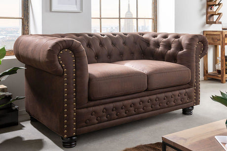 Sofa Chesterfield  2 osobowa  brąz / 40653 / INVICTA INTERIOR