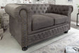 Sofa Chesterfield  2 osobowa  szara / 40518 / INVICTA INTERIOR