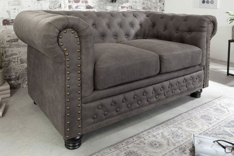 Sofa Chesterfield  2 osobowa  szara / 40518 / INVICTA INTERIOR