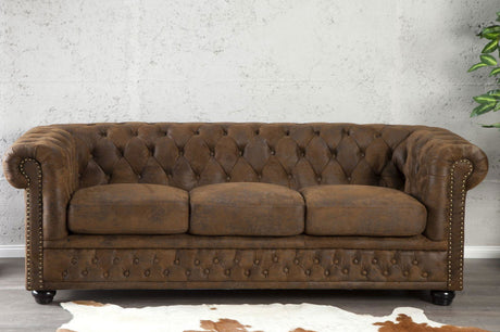 Sofa Chesterfield 3  brązowy antyczny / 17382 / INVICTA INTERIOR
