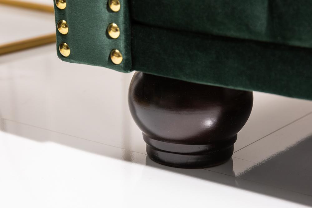 Sofa Chesterfield 3 osobowa aksamit zielony / 40483 / INVICTA INTERIOR