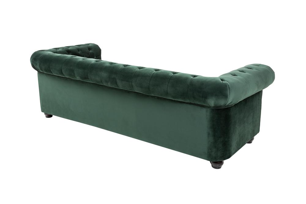 Sofa Chesterfield 3 osobowa aksamit zielony / 40483 / INVICTA INTERIOR