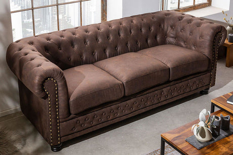 Sofa Chesterfield  3 osobowa  brąz  / 40652 / INVICTA INTERIOR