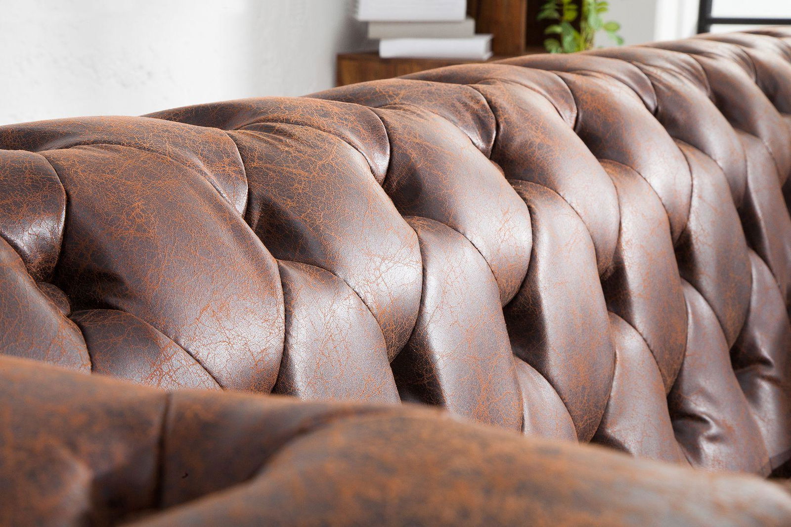 Sofa Chesterfield 3 skóra brąz vintage / 37202 / INVICTA INTERIOR