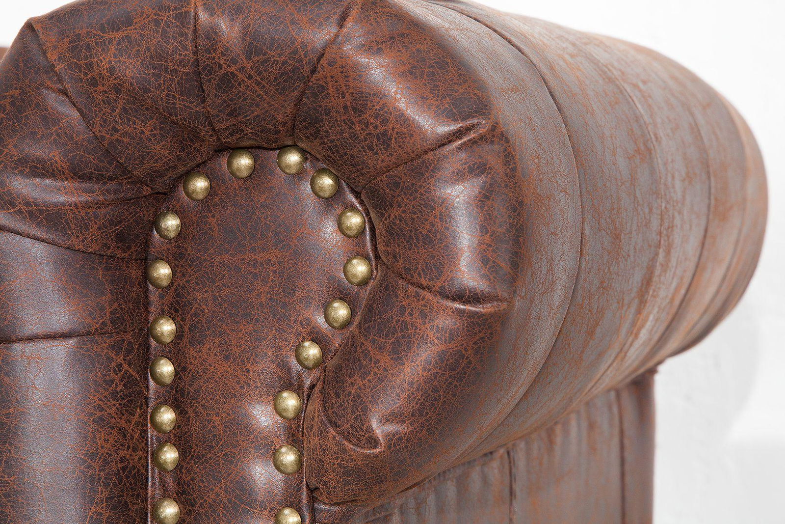 Sofa Chesterfield 3 skóra brąz vintage / 37202 / INVICTA INTERIOR