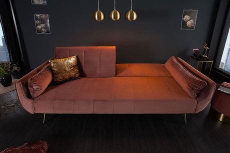 Sofa ROZKŁADANA DIVANI RÓŻOWA AKSAMIT / 39479 / 40091 / INVICTA INTERIOR