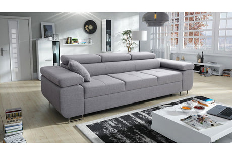 Sofa z funkcją spania Annabelle - jasnoszara plecionka Loft 19 Grey