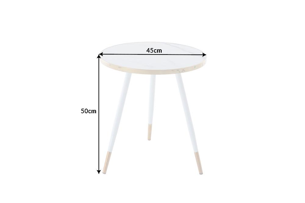 Stolik kawowy Paris biały optyka marmur 45 cm / 41889 / INVICTA INTERIOR