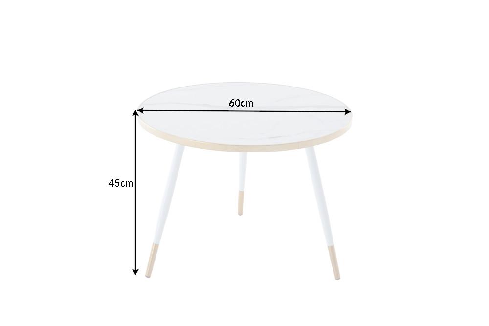 Stolik kawowy Paris biały optyka marmur 60 cm / 41891 / INVICTA INTERIOR