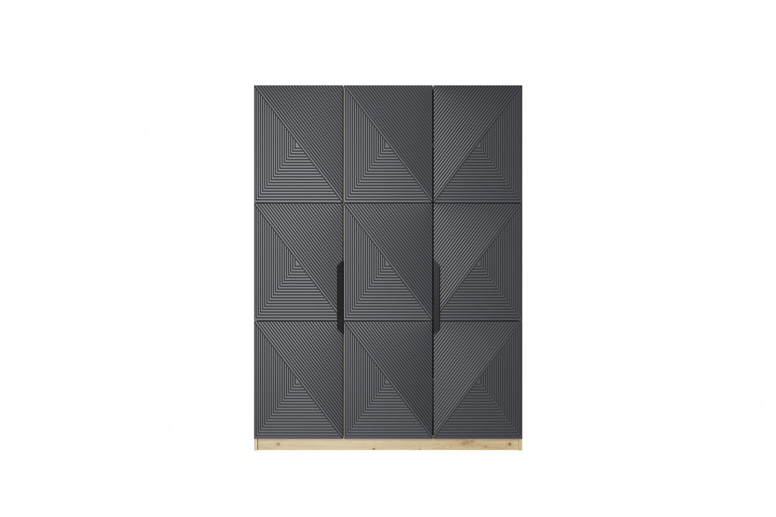 Szafa Asha z metalowymi uchwytami 150 cm - artisan / rivier stone mat / czarne uchwyty