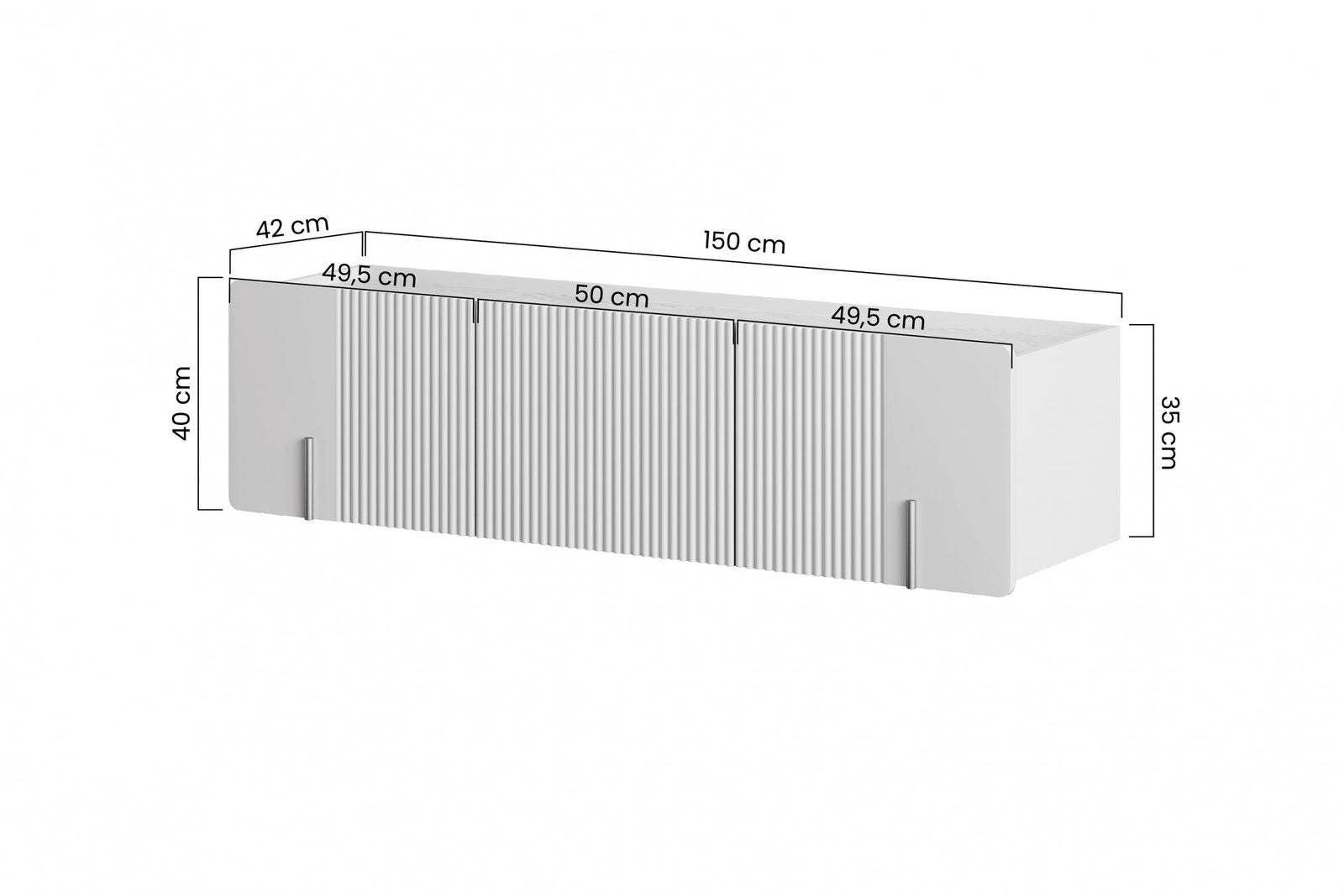 Szafka RTV Malmi 150 cm wisząca - kaszmir / crema bianca / złoty