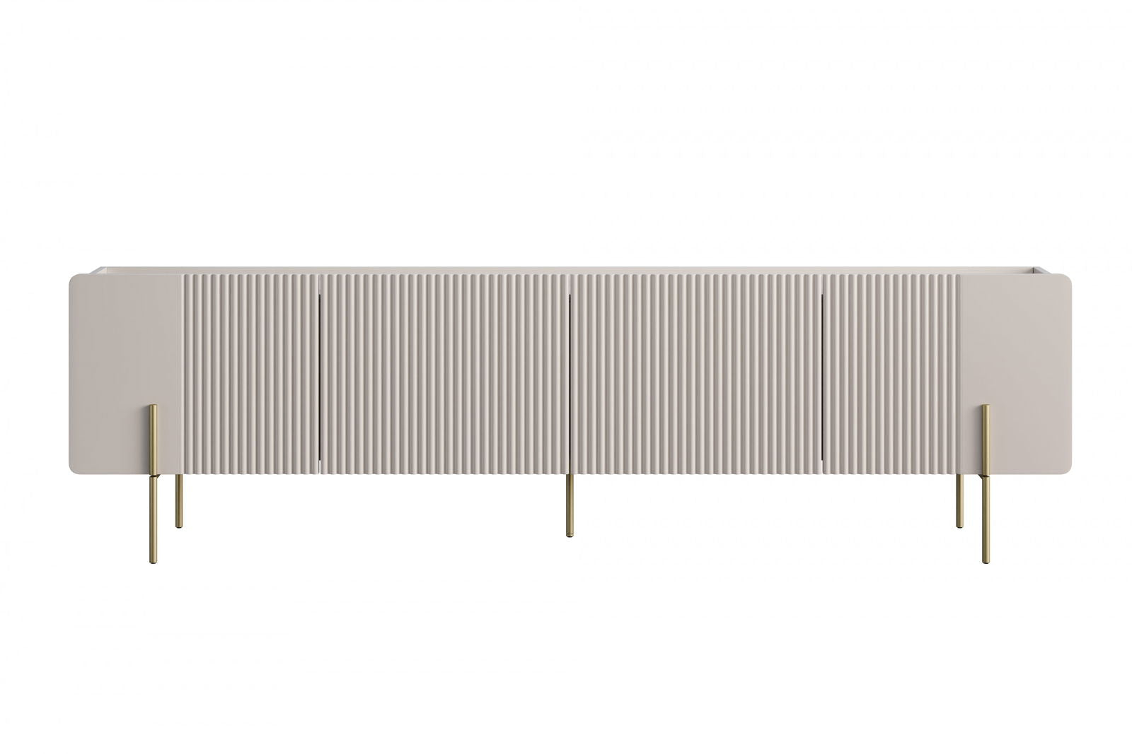 Szafka RTV Malmi 200 cm - kaszmir / crema bianca / złote nóżki