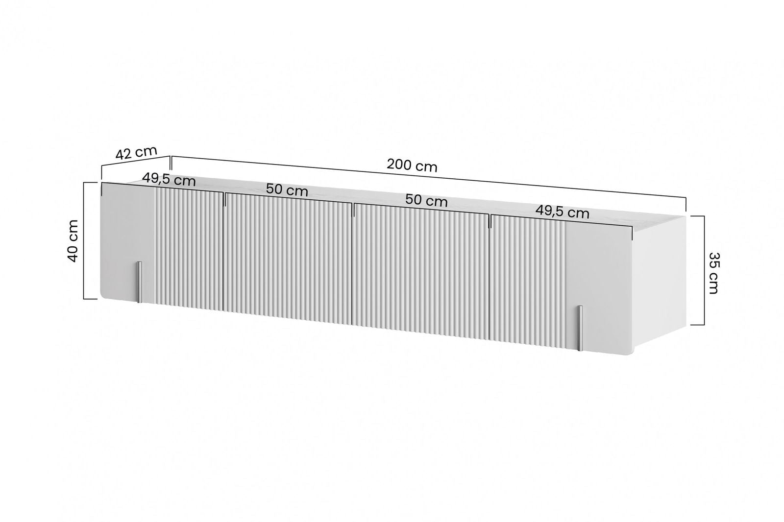 Szafka RTV Malmi 200 cm wisząca - kaszmir / crema bianca / złoty
