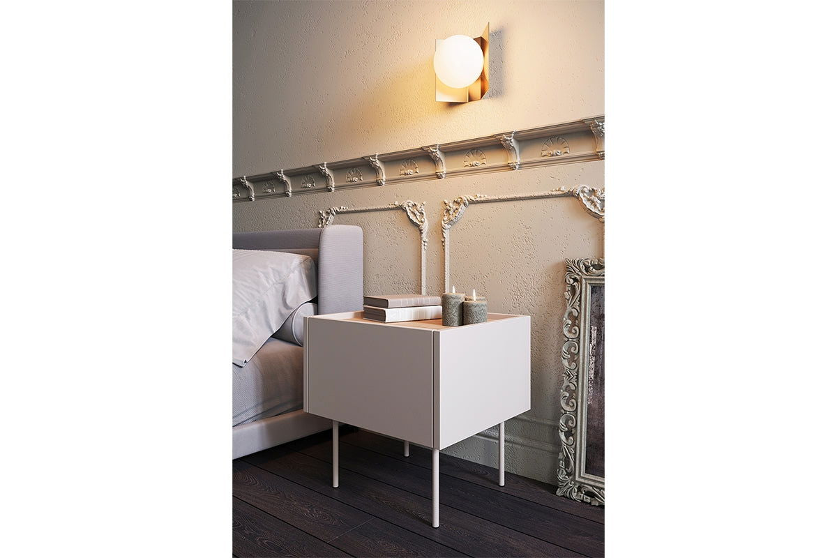 Szafka nocna Desin z szufladą i metalowymi nogami 45 cm - kaszmir / dąb nagano