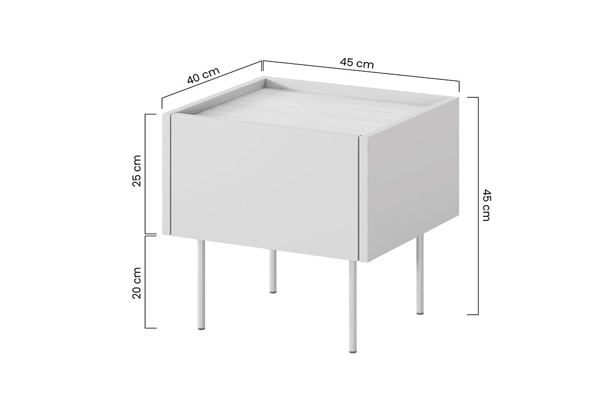 Szafka nocna Desin z szufladą i metalowymi nogami 45 cm - oliwka / dąb nagano