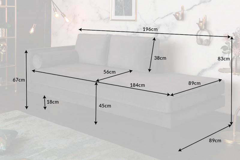 Szezlong Diva 195 cm aksamitny szary / 40603 / INVICTA INTERIOR