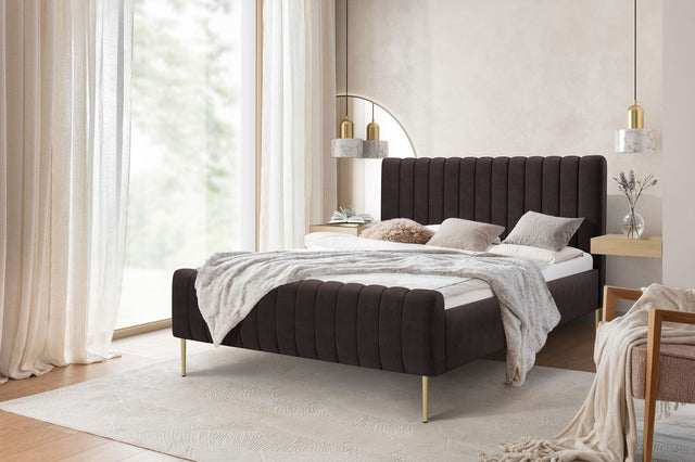 Tapicerowane łóżko sypialniane Nicole - 140x200, Salvador (SIC) 4/nogi złote